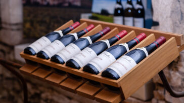 bottles of burgundy wine on a wine