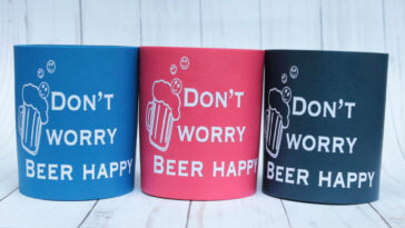 three empty koozies