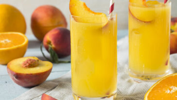 Refreshing Peach and Orange Fuzzy Navel Cocktail with a Garnish