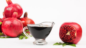 a boat of grenadine with pomegranates