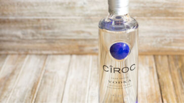 bottle of ciroc with a wooden background
