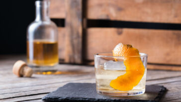 Oaxaca old fashioned cocktail with Mexican mezcal and tequila