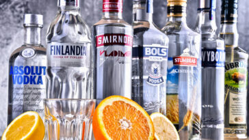 Bottles of several brands of vodka found in the vodka belt