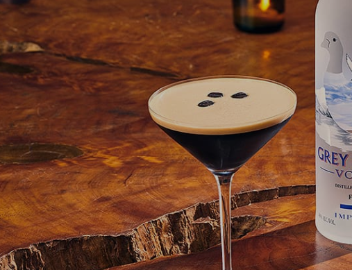 GREY GOOSE® Espresso Martini Cocktail recipe garnish with Coffee Beans.