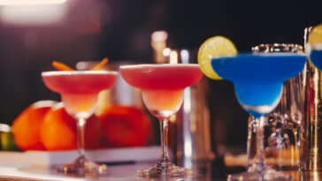 Set of alize flavors on the bar counter