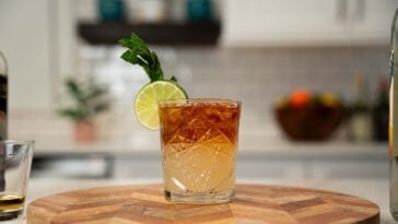 a glass of mai tai cocktail