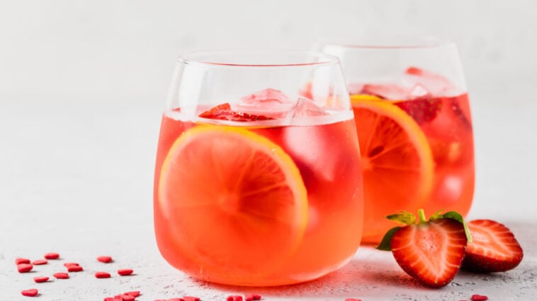 Valentines day strawberry citrus mocktail