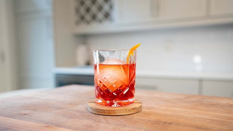 a glass of Boulevardier cocktail