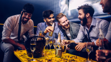 bachelor party with drinks