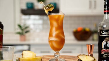 Boozy Refreshing Rum Bahama Mama Cocktail with ingredients