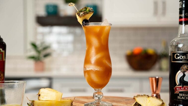 Boozy Refreshing Rum Bahama Mama Cocktail with ingredients