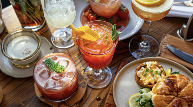 brunch with cocktails and food
