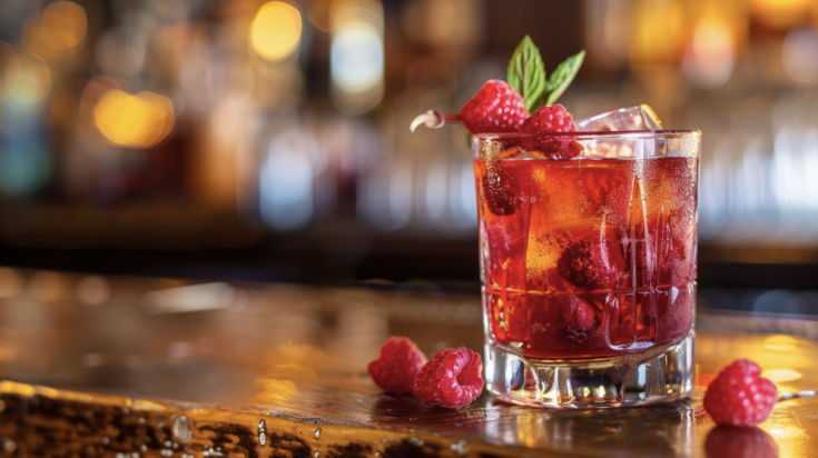 raspberry bourbon Smash