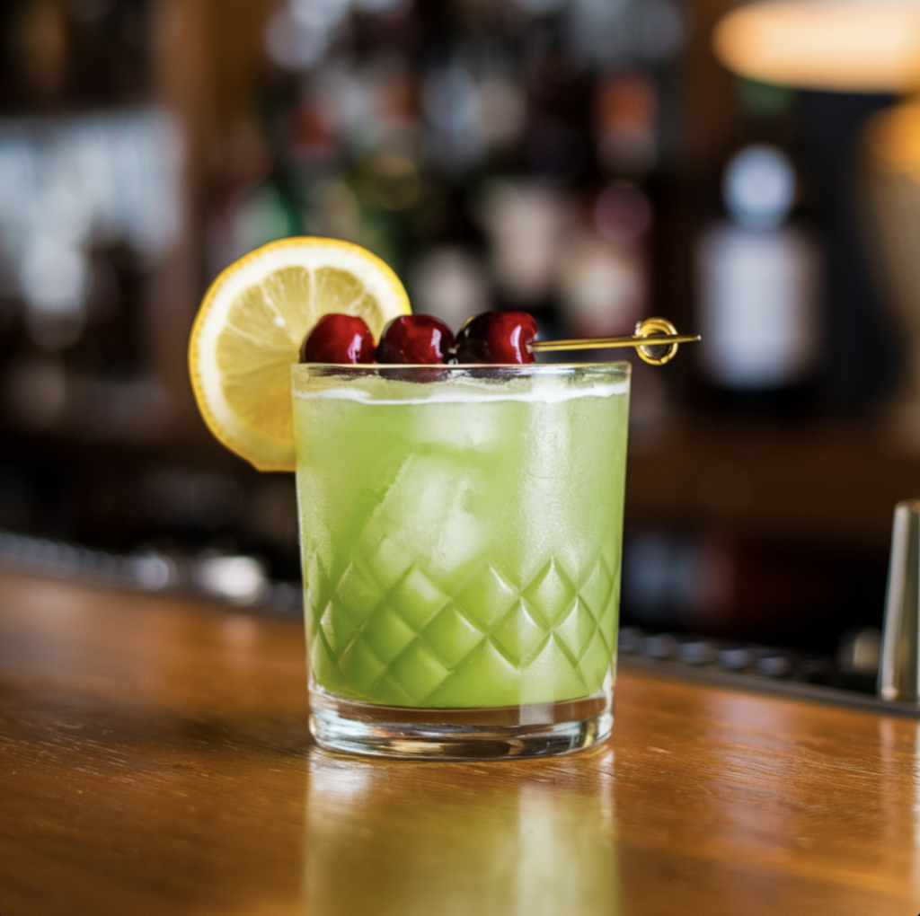 green midori sour cocktail