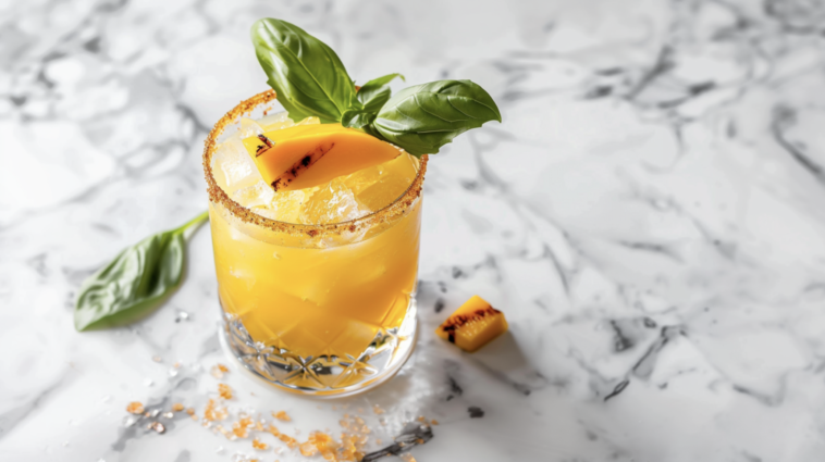 Top 20 Mango Tequila Cocktails to Drink 1 Grilled Mango Basil Margarita