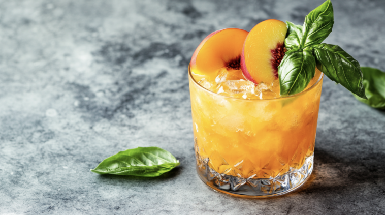 Peach and Basil Bourbon Smash 1 Peach and Basil Bourbon Smash