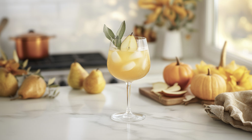 Thanksgiving Bourbon Pear Spritz