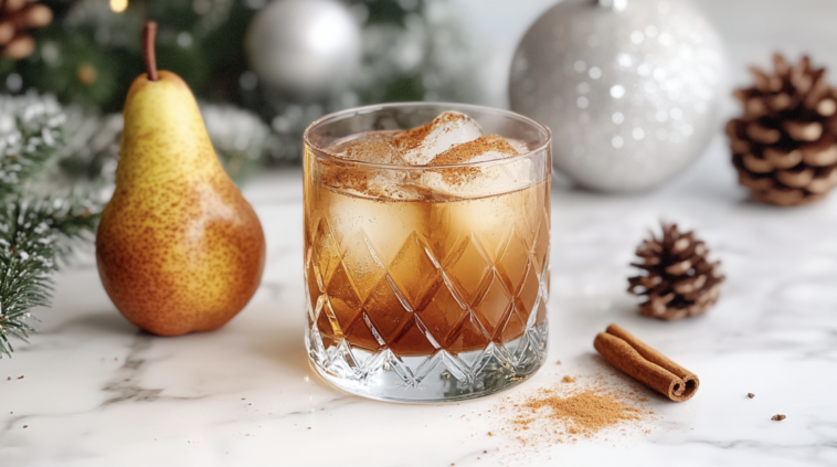 Cinnamon Pear and Rum Cocktail