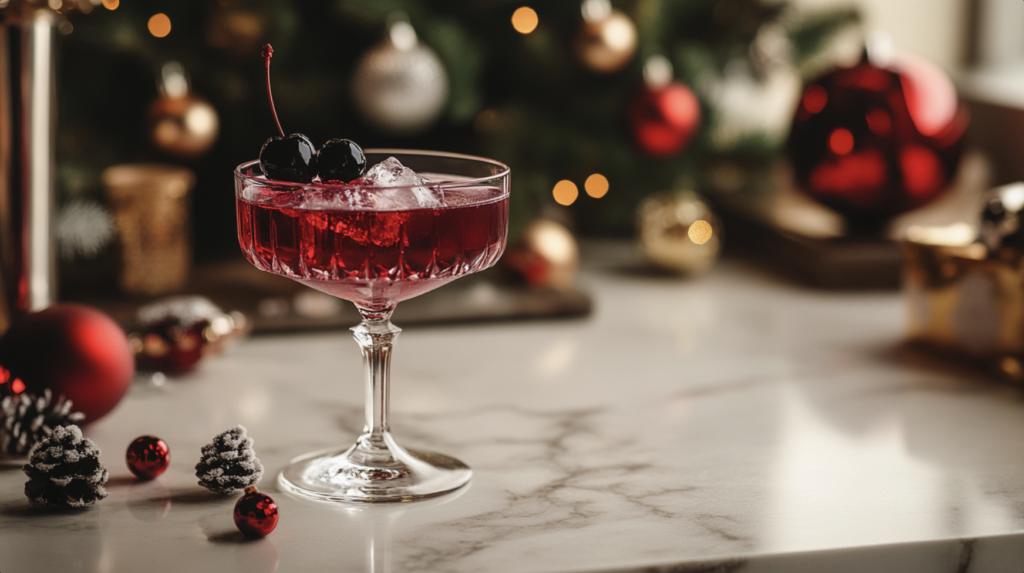 Rum and Cherry Christmas Cocktail