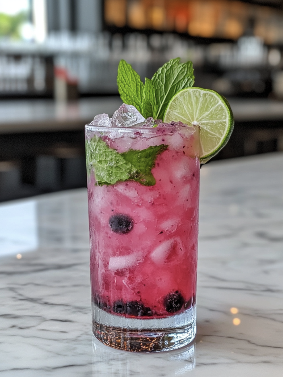 Blueberry Lavender Mojito Mocktail