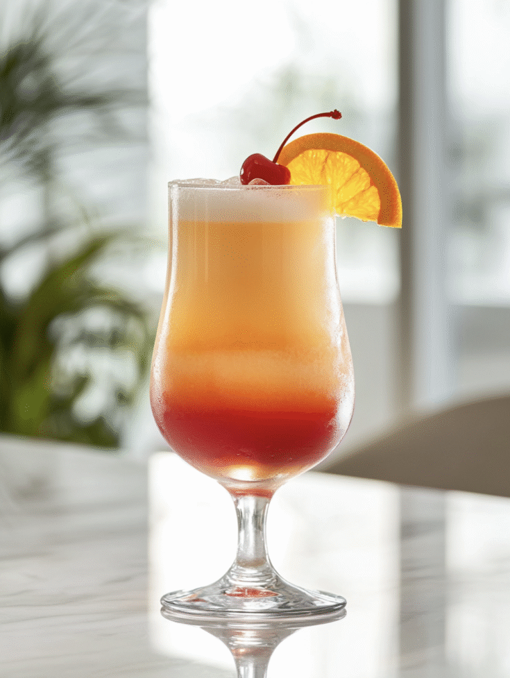 Coconut Rum Sunrise Cocktail