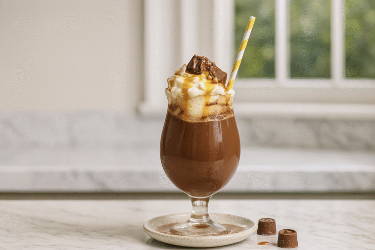 Boozy Frozen Caramel Hot Chocolate