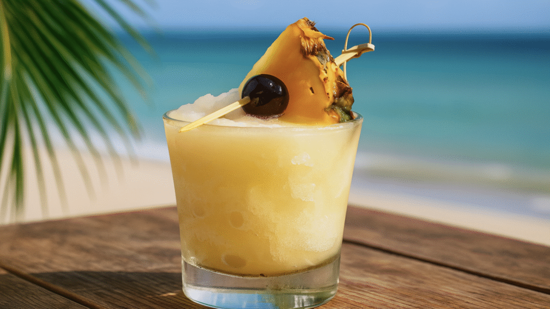 Spiced Piña Colada: A Creamy Tropical Rum Drink with Warm Island Flavor