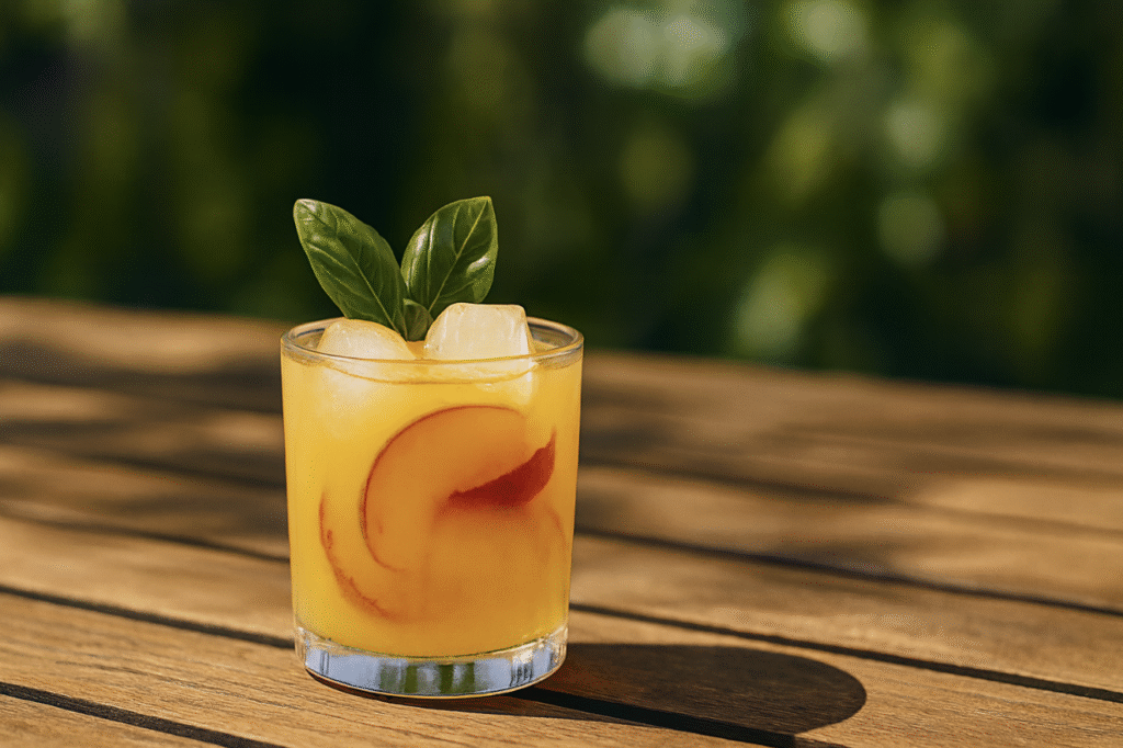 Peach Basil Gin and Tonic